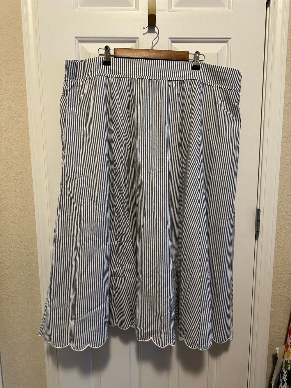 torrid Blue and White Striped Scallop Hem A-Line Skirt